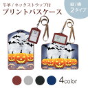 パスケース 定期入れ IC IDカード入れ グレー ブラック ブラウン ネックストラップ付 社員証入れ 通学 通勤 passcase 003375 クール ハロウィン イラスト