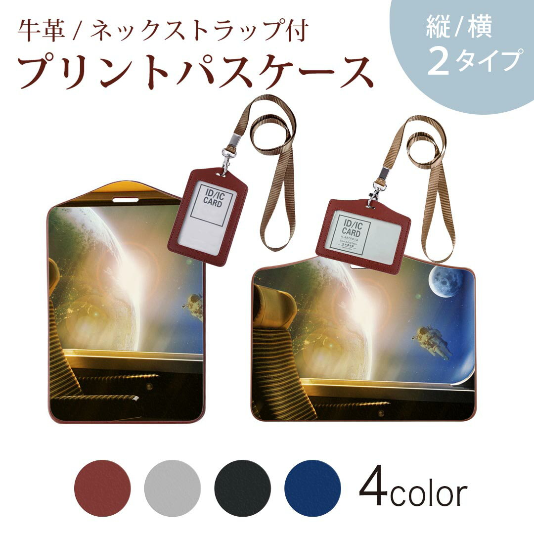 パスケース 定期入れ IC IDカード入れ グレー ブラック ブラウン ネックストラップ付 社員証入れ 通学 通勤 passcase 023168 宇宙 月 地球