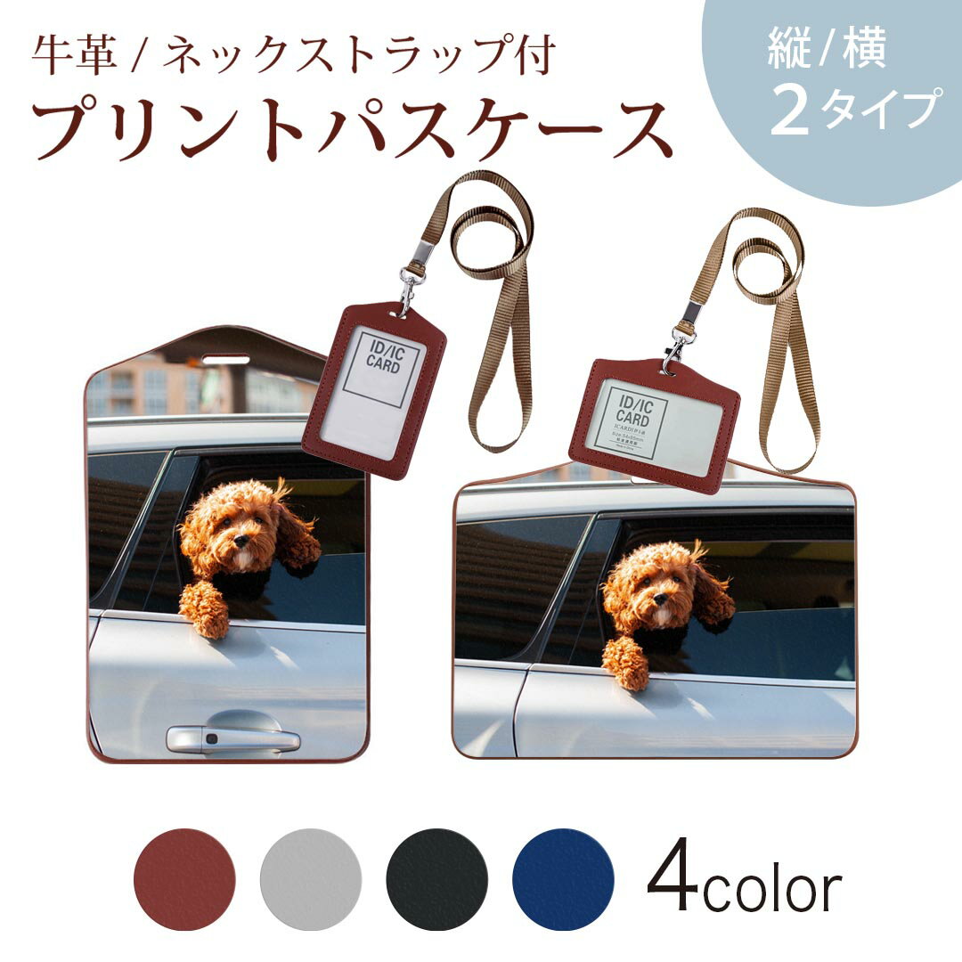 パスケース 定期入れ IC IDカード入れ グレー ブラック ブラウン ネックストラップ付 社員証入れ 通学 通勤 passcase 023221 犬　車　写真