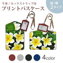 パスケース 定期入れ IC IDカード入れ グレー ブラック ブラウン ネックストラップ付 社員証入れ 通学 通勤 passcase 023320 花 フラワー プルメリア(4)