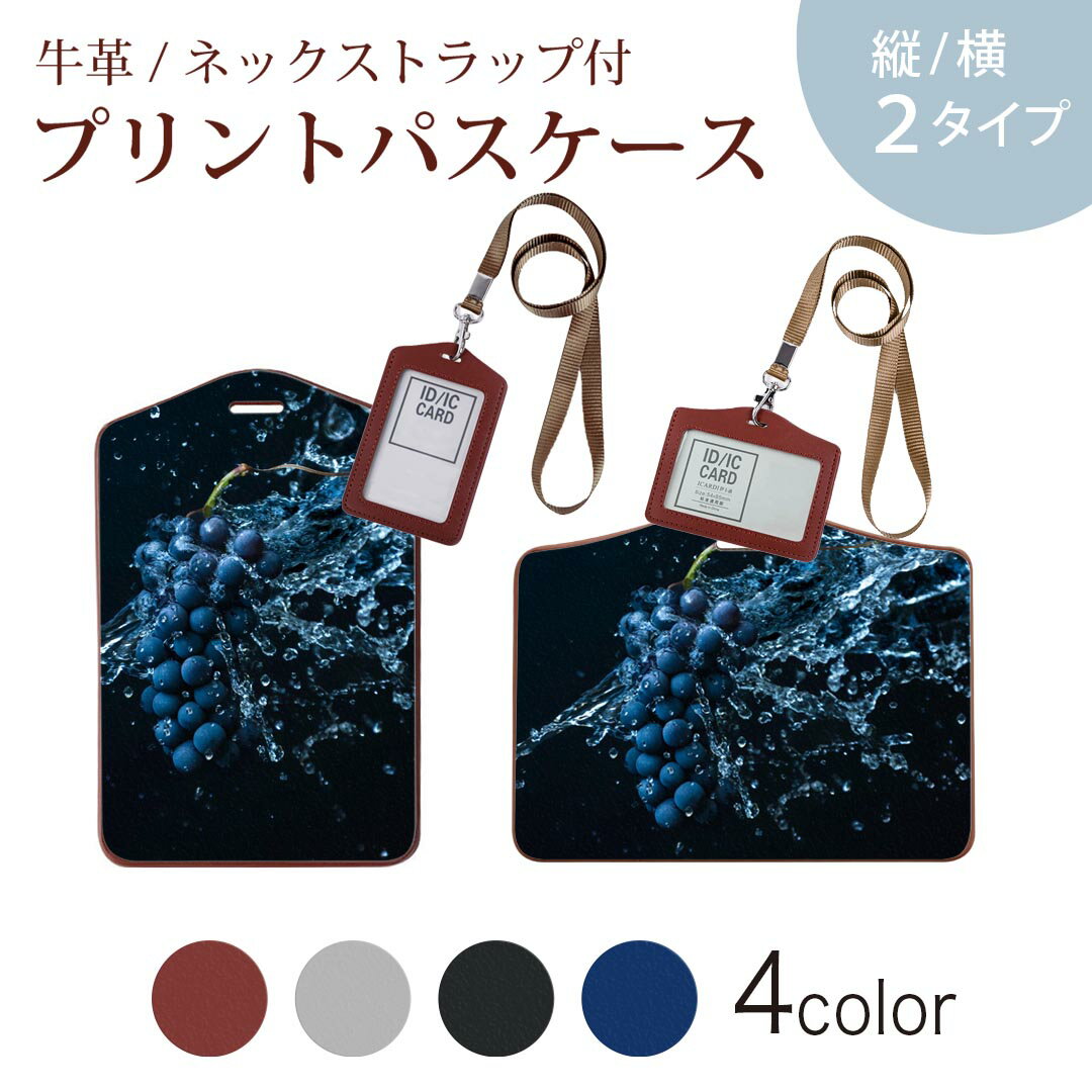 パスケース 定期入れ IC IDカード入れ グレー ブラック ブラウン ネックストラップ付 社員証入れ 通学 通勤 passcase 023379 ぶどう フルーツ 果物