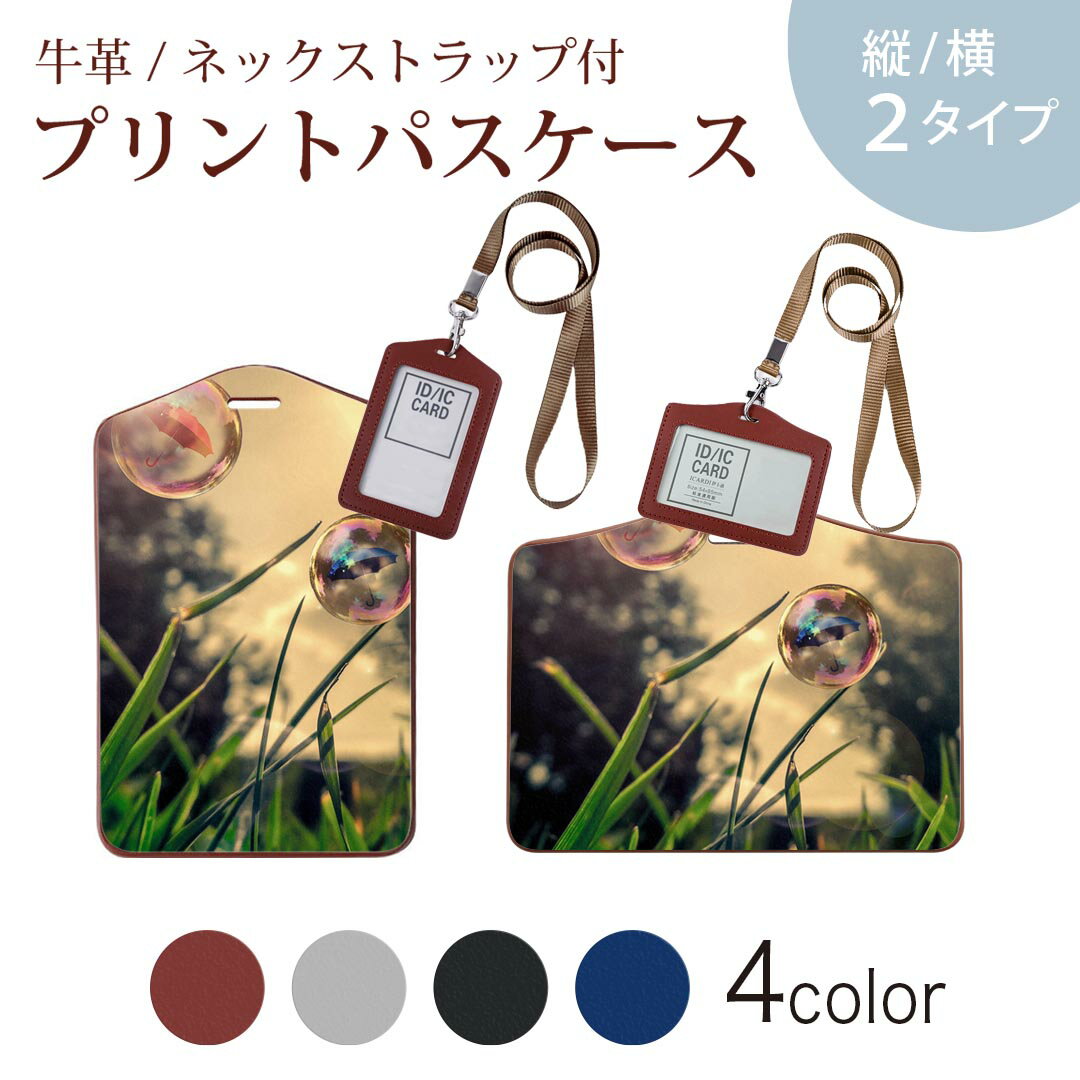 パスケース 定期入れ IC IDカード入れ グレー ブラック ブラウン ネックストラップ付 社員証入れ 通学 通勤 passcase 023404 しゃぼん玉　景色