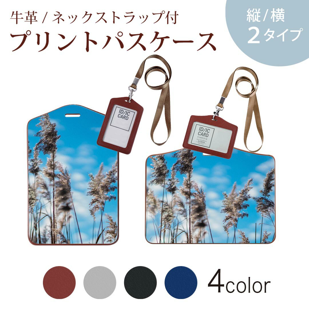 パスケース 定期入れ IC IDカード入れ グレー ブラック ブラウン ネックストラップ付 社員証入れ 通学 通勤 passcase 023406 写真　景色　パンパスグラス