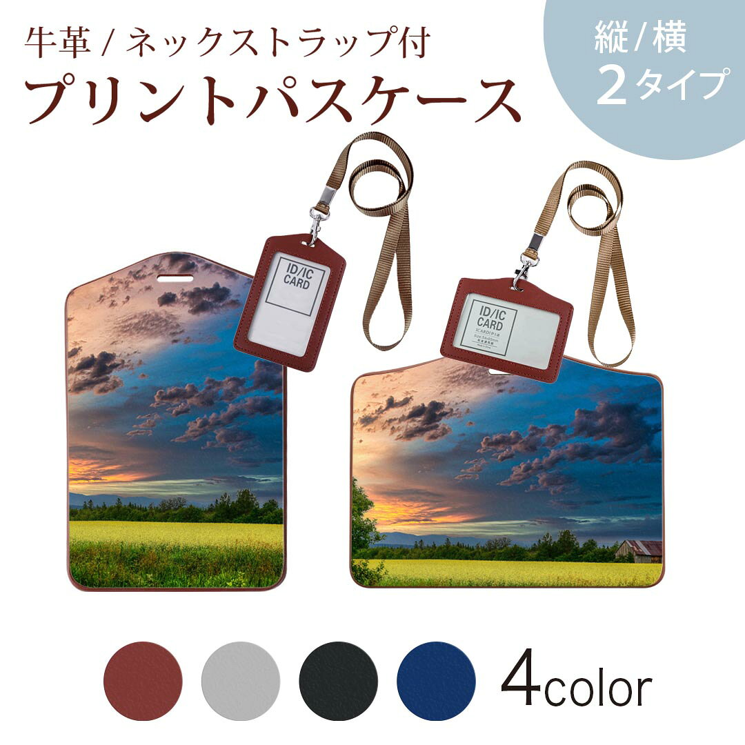 パスケース 定期入れ IC IDカード入れ グレー ブラック ブラウン ネックストラップ付 社員証入れ 通学 通勤 passcase 023606 景色　空　自然