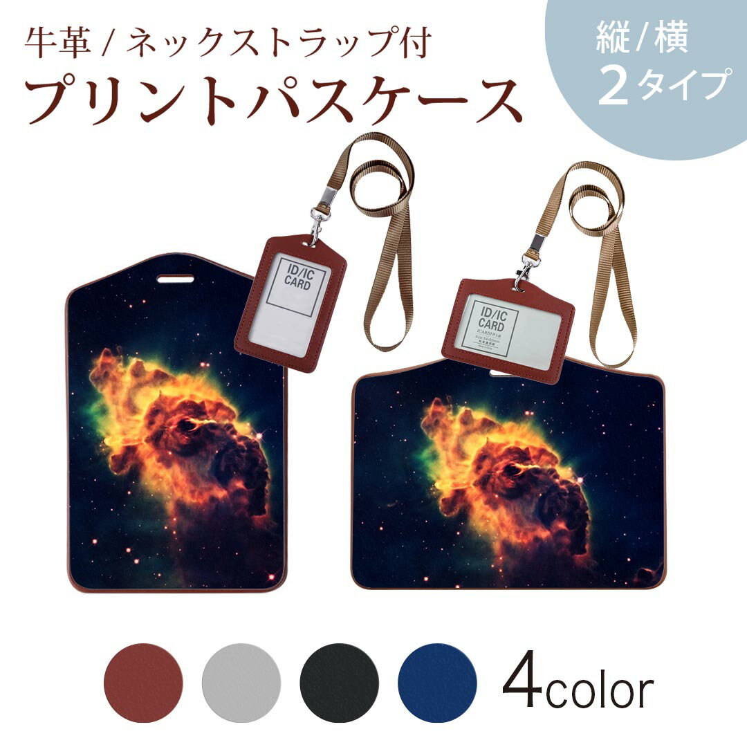 パスケース 定期入れ IC IDカード入れ グレー ブラック ブラウン ネックストラップ付 社員証入れ 通学 通勤 passcase 023815 宇宙 惑星