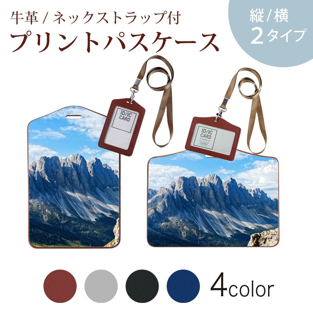 パスケース 定期入れ IC IDカード入れ グレー ブラック ブラウン ネックストラップ付 社員証入れ 通学 通勤 passcase 023935 山　景色　写真