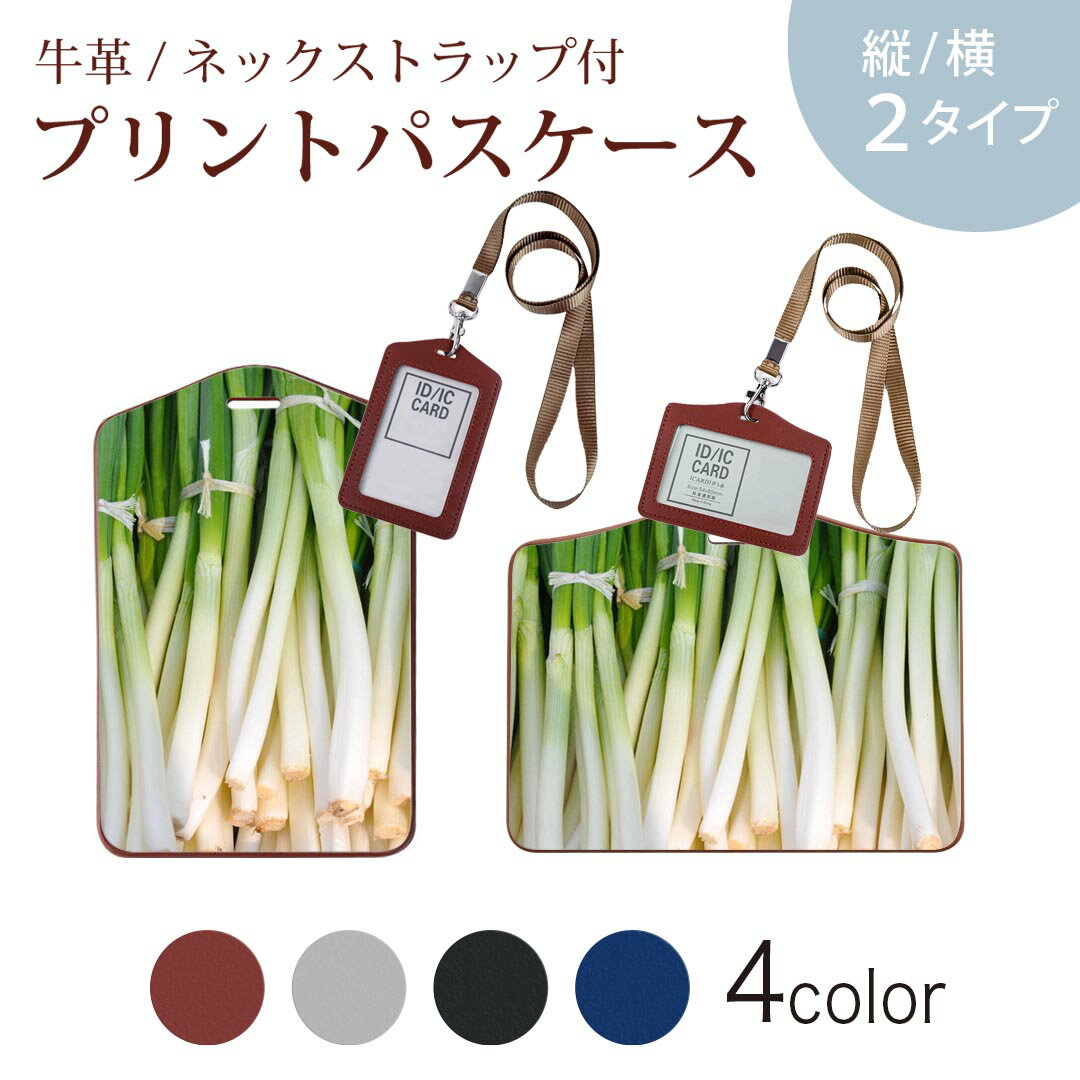 パスケース 定期入れ IC IDカード入れ グレー ブラック ブラウン ネックストラップ付 社員証入れ 通学 通勤 passcase 025602 野菜　ネギ　写真