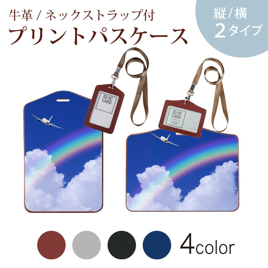 パスケース 定期入れ IC IDカード入れ グレー ブラック ブラウン ネックストラップ付 社員証入れ 通学 通勤 passcase 004717 空　虹　写真