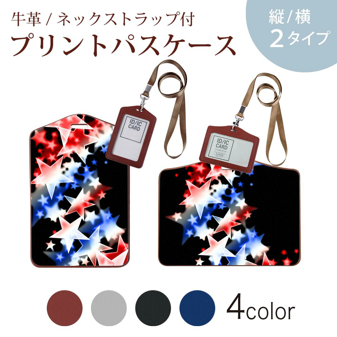 パスケース 定期入れ IC IDカード入れ グレー ブラック ブラウン ネックストラップ付 社員証入れ 通学 通勤 passcase 005606 星 赤 青