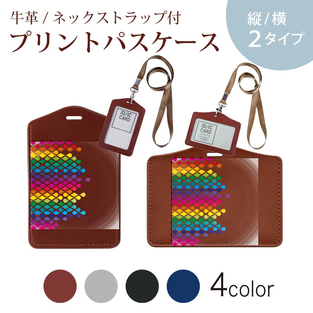 パスケース 定期入れ IC IDカード入れ グレー ブラック ブラウン ネックストラップ付 社員証入れ 通学 通勤 passcase 006084 レインボー　模様