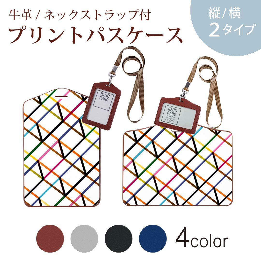 パスケース 定期入れ IC IDカード入れ グレー ブラック ブラウン ネックストラップ付 社員証入れ 通学 通勤 passcase 006136 カラフル　模様