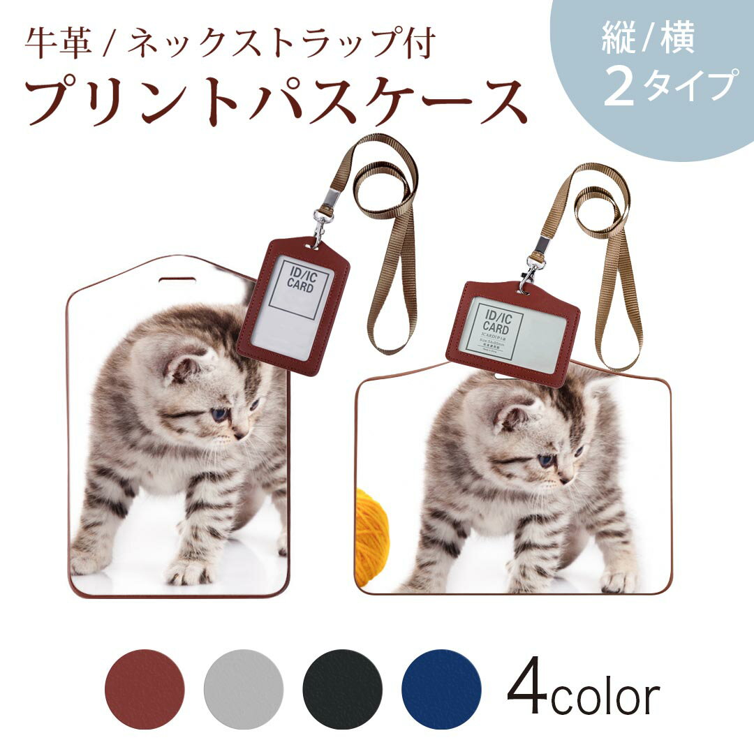 パスケース 定期入れ IC IDカード入れ グレー ブラック ブラウン ネックストラップ付 社員証入れ 通学 通勤 passcase 006228 写真 ネコ ねこ
