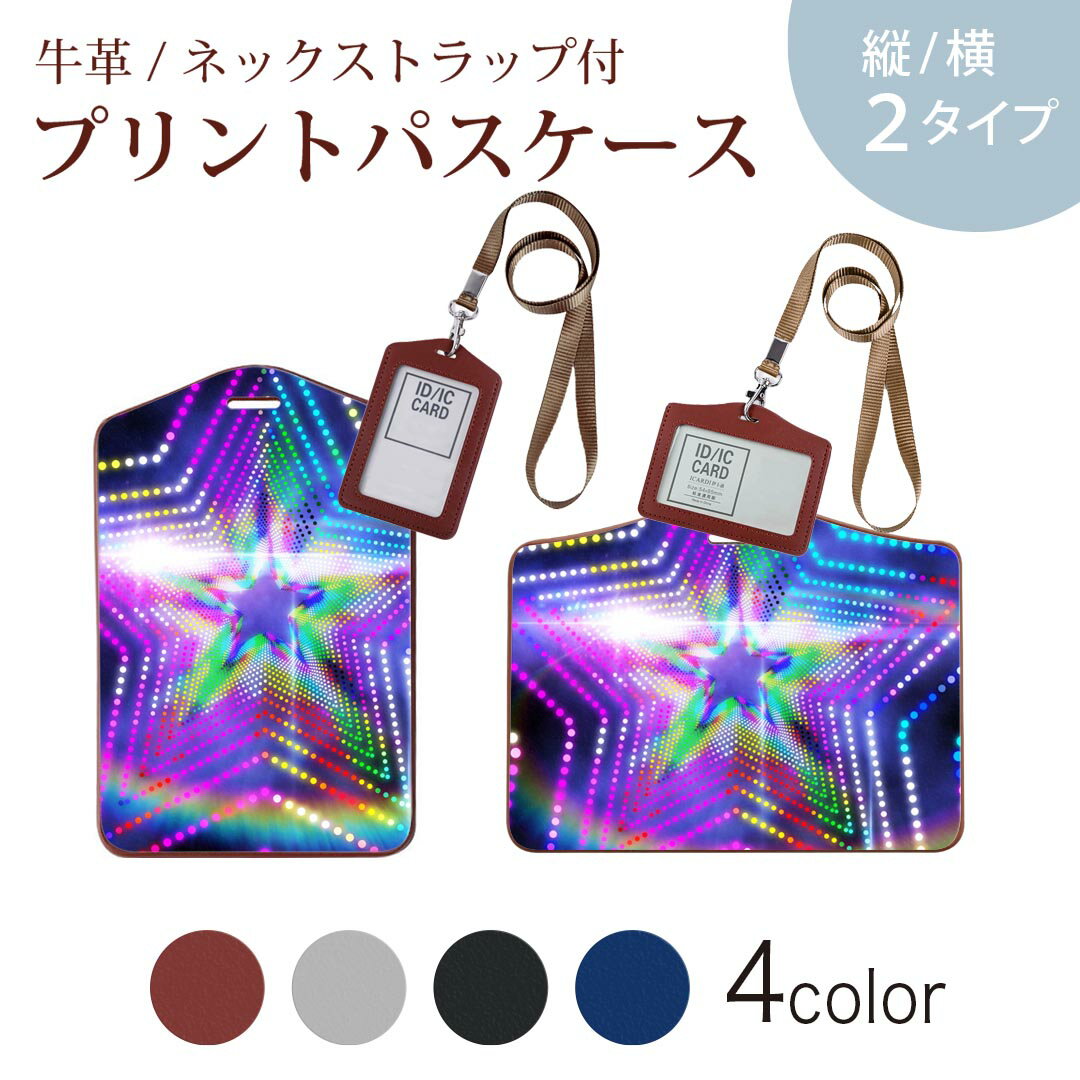 パスケース 定期入れ IC IDカード入れ グレー ブラック ブラウン ネックストラップ付 社員証入れ 通学 通勤 passcase 007397 カラフル レインボー 星 スター