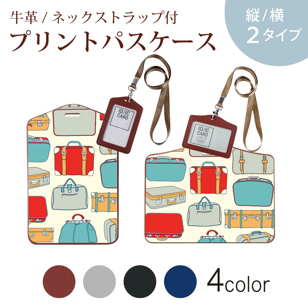 パスケース 定期入れ IC IDカード入れ グレー ブラック ブラウン ネックストラップ付 社員証入れ 通学 通勤 passcase 008910 カラフル　イラスト　鞄　カバン