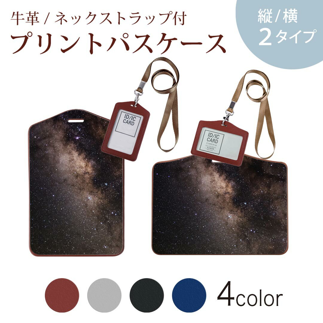 パスケース 定期入れ IC IDカード入れ グレー ブラック ブラウン ネックストラップ付 社員証入れ 通学 通勤 passcase 010192 宇宙 空 写真