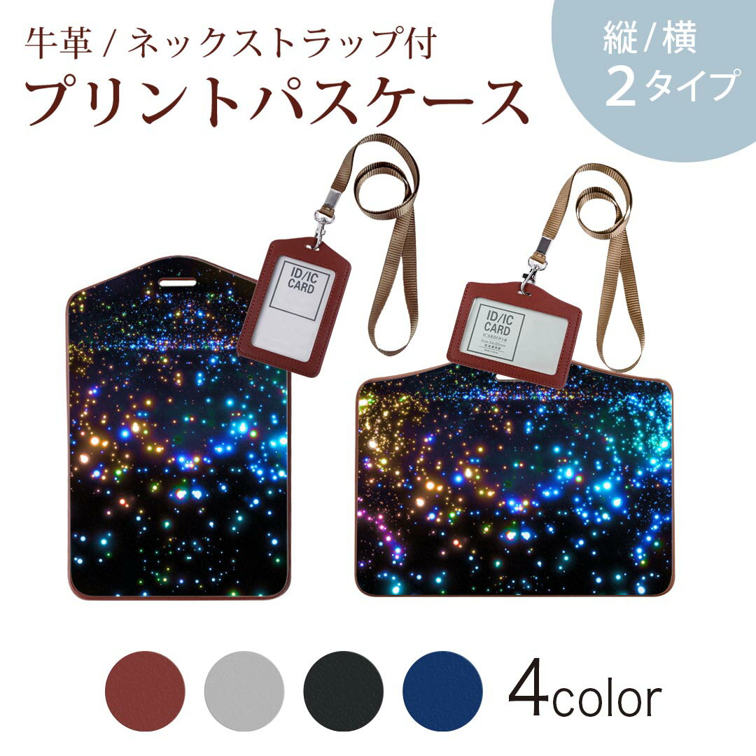 パスケース 定期入れ IC IDカード入れ グレー ブラック ブラウン ネックストラップ付 社員証入れ 通学 通勤 passcase 010199 キラキラ　宇宙　カラフル
