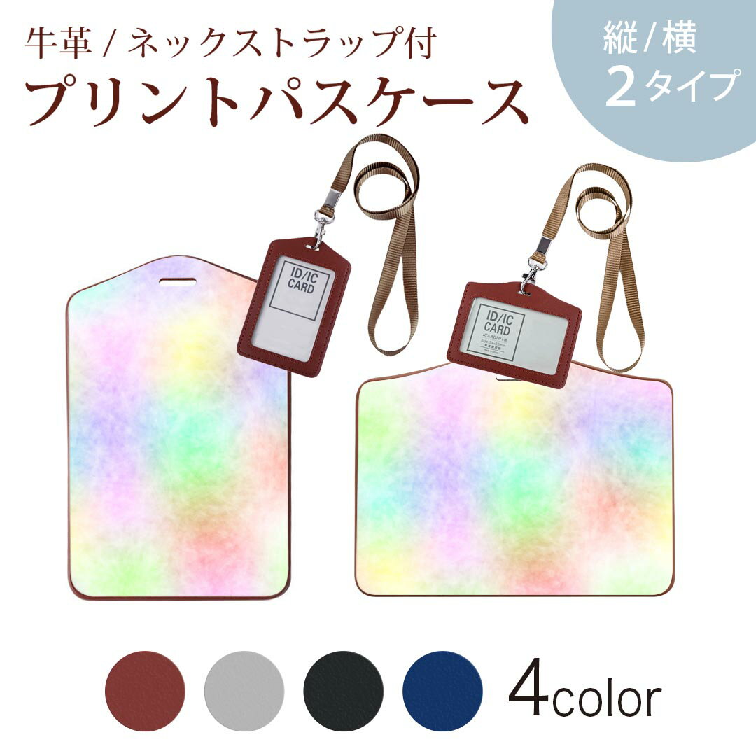 パスケース 定期入れ IC IDカード入れ グレー ブラック ブラウン ネックストラップ付 社員証入れ 通学 通勤 passcase 010244 カラフル　虹色
