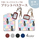 パスケース 定期入れ IC IDカード入れ グレー ブラック ブラウン ネックストラップ付 社員証入れ 通学 通勤 passcase 011176 パイナップル 派手 パステル