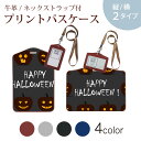 パスケース 定期入れ IC IDカード入れ グレー ブラック ブラウン ネックストラップ付 社員証入れ 通学 通勤 passcase 013394 かぼちゃ ハロウィン 黒