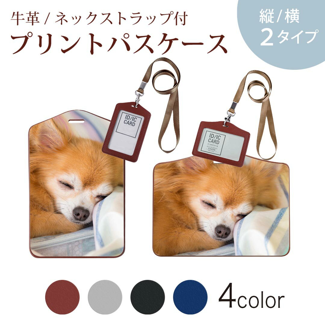 パスケース 定期入れ IC IDカード入れ グレー ブラック ブラウン ネックストラップ付 社員証入れ 通学 通勤 passcase 014826 犬　チワワ　写真