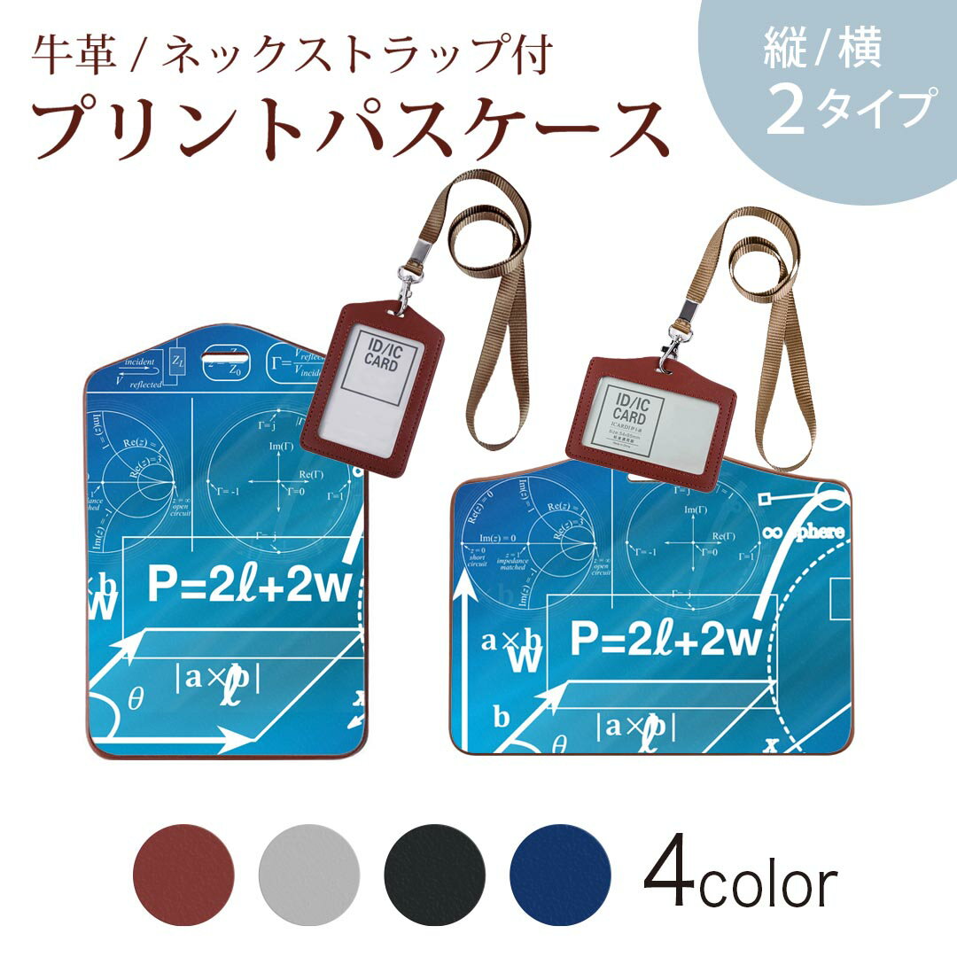 パスケース 定期入れ IC IDカード入れ グレー ブラック ブラウン ネックストラップ付 社員証入れ 通学 通勤 passcase 018319 数式 数学 アート