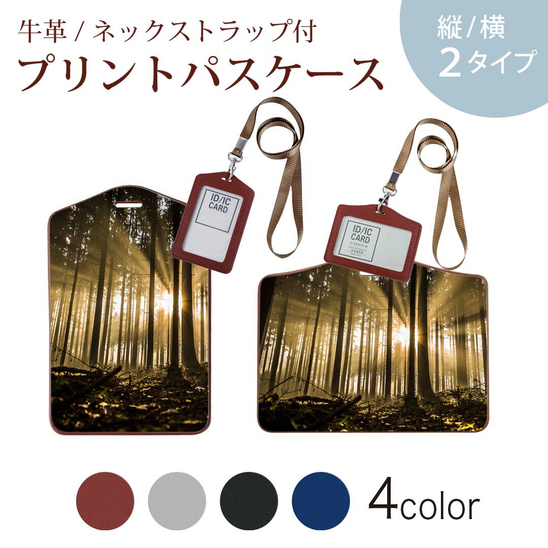 パスケース 定期入れ IC IDカード入れ グレー ブラック ブラウン ネックストラップ付 社員証入れ 通学 通勤 passcase 018321 森 写真