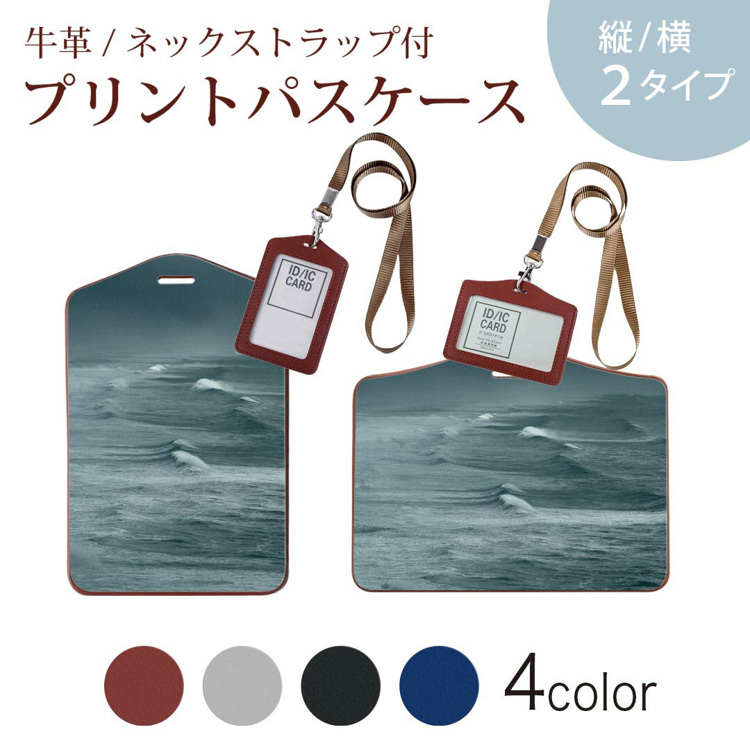 パスケース 定期入れ IC IDカード入れ グレー ブラック ブラウン ネックストラップ付 社員証入れ 通学 通勤 passcase 018356 海 写真