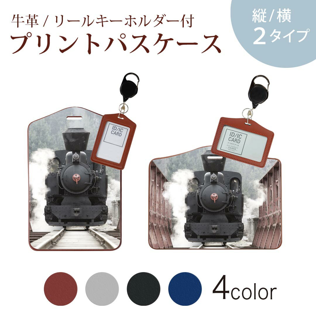 パスケース リールキーホルダー付 定期入れ IC IDカード入れ グレー ブラック ブラウン ネイビー 紛失..