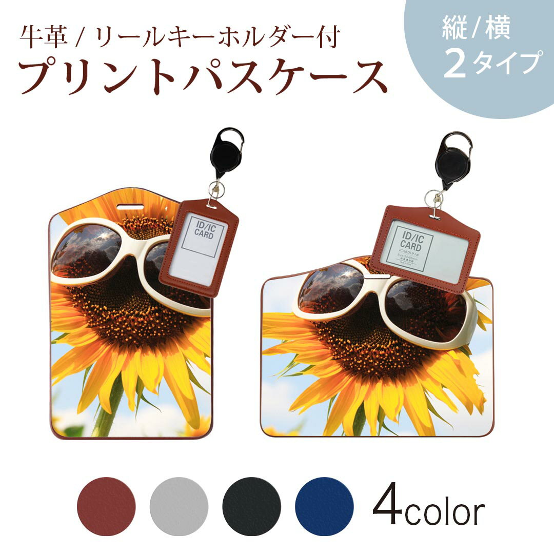 パスケース リールキーホルダー付 定期入れ IC IDカード入れ グレー ブラック ブラウン ネイビー 紛失防止 70cm伸びる 社員証入れ 通学 通勤 passcase 003152 ひまわり 空 写真