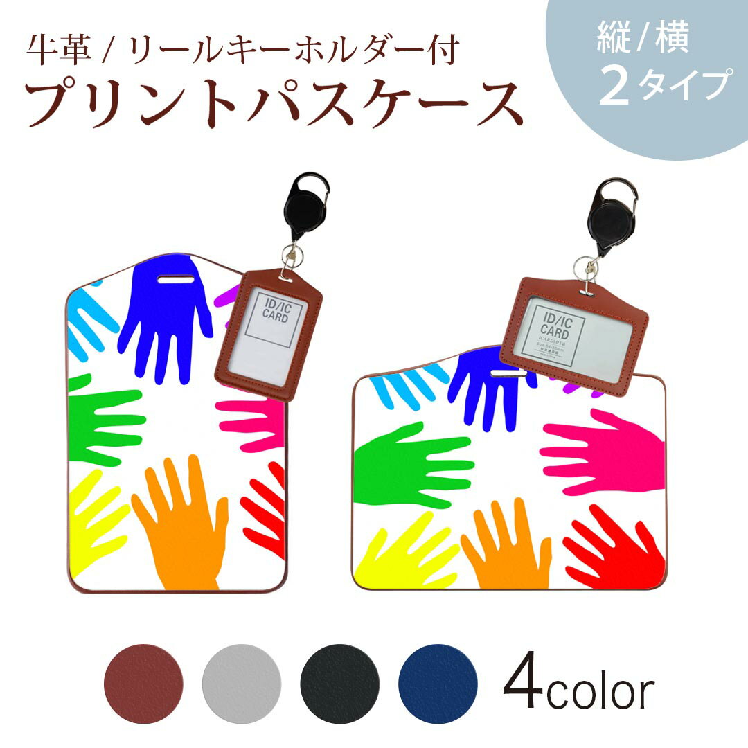 パスケース リールキーホルダー付 定期入れ IC IDカード入れ グレー ブラック ブラウン ネイビー 紛失防止 70cm伸びる 社員証入れ 通学 通勤 passcase 006025 レインボー　手
