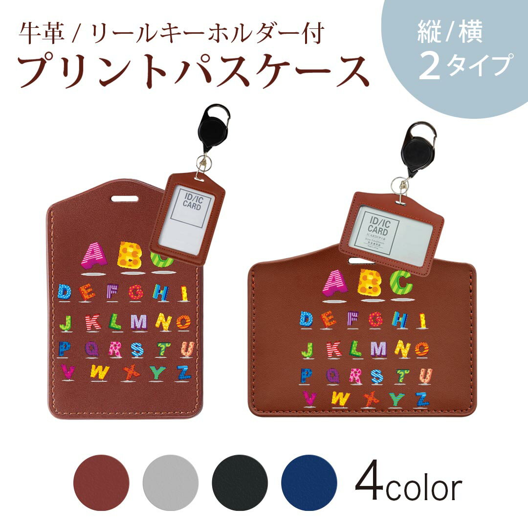 パスケース リールキーホルダー付 定期入れ IC IDカード入れ グレー ブラック ブラウン ネイビー 紛失防止 70cm伸びる 社員証入れ 通学 通勤 passcase 008855 アルファベット　カラフル　文字