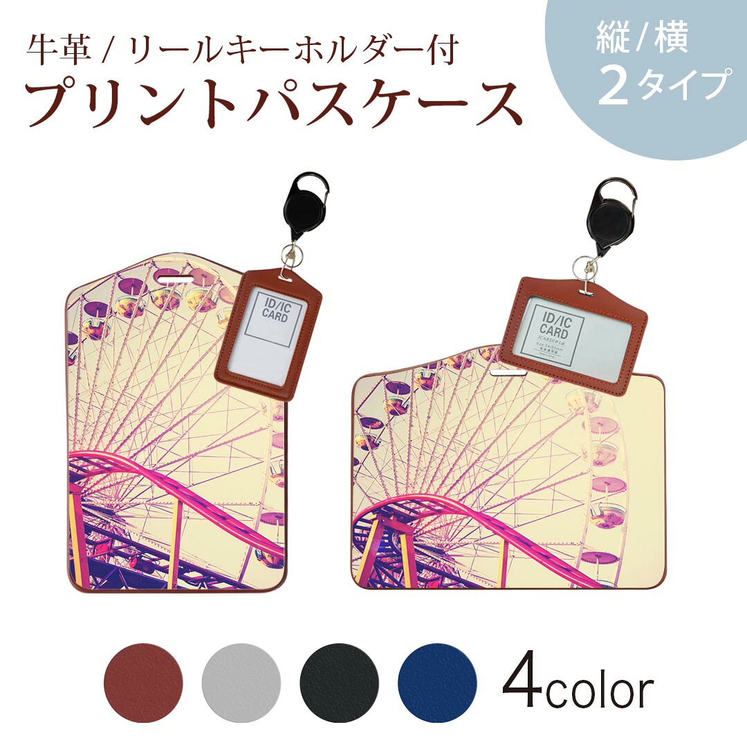 パスケース リールキーホルダー付 定期入れ IC IDカード入れ グレー ブラック ブラウン ネイビー 紛失防止 70cm伸びる 社員証入れ 通学 通勤 passcase 011306 観覧車　ビンテージ　写真
