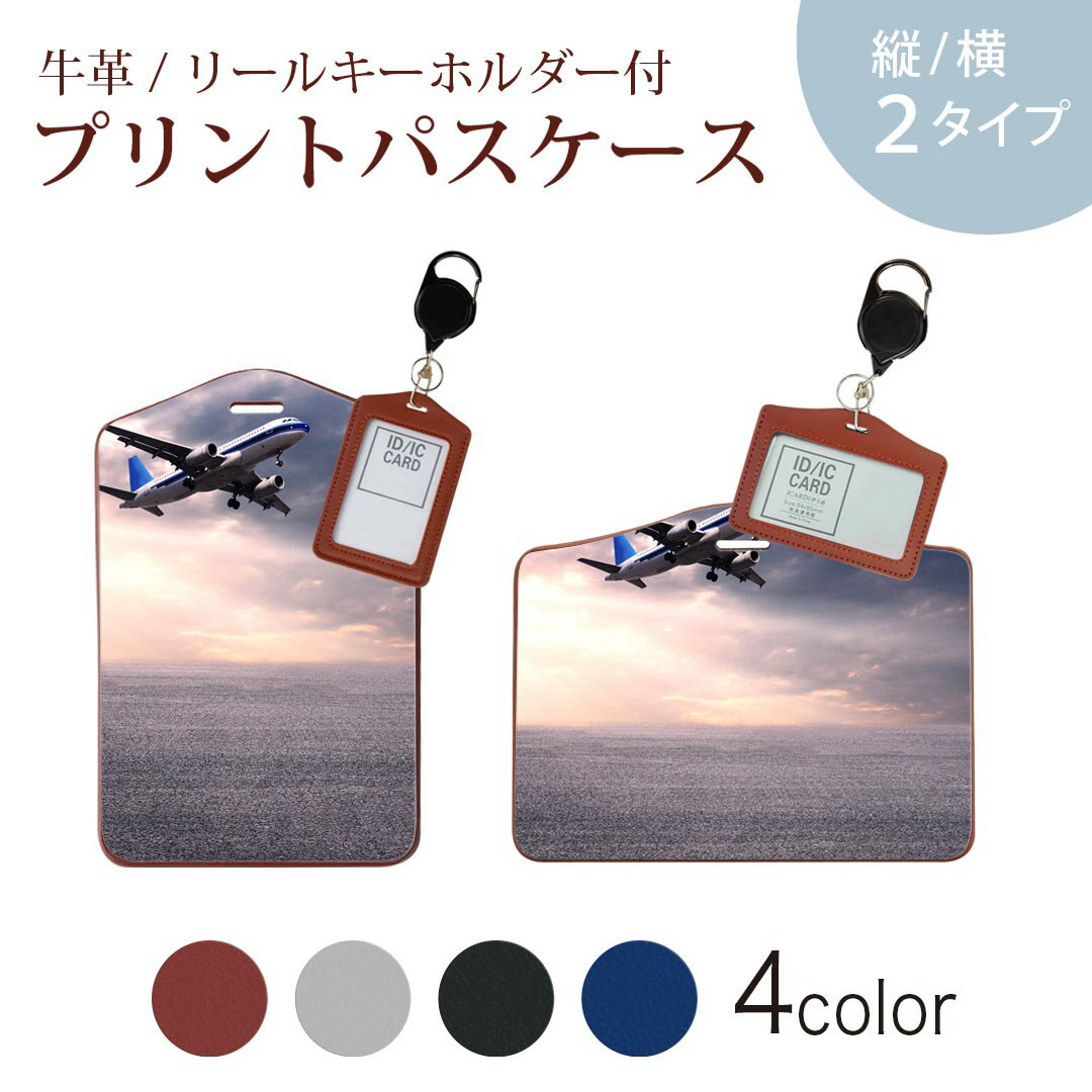 パスケース リールキーホルダー付 定期入れ IC IDカード入れ グレー ブラック ブラウン ネイビー 紛失防止 70cm伸びる 社員証入れ 通学 通勤 passcase 016197 飛行機　空　風景
