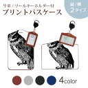パスケース リールキーホルダー付 定期入れ IC IDカード入れ グレー ブラック ブラウン ネイビー 紛失防止 70cm伸びる 社員証入れ 通学 通勤 passcase 017483 ハロウィン ホラー リアル フクロウ 鳥(4)