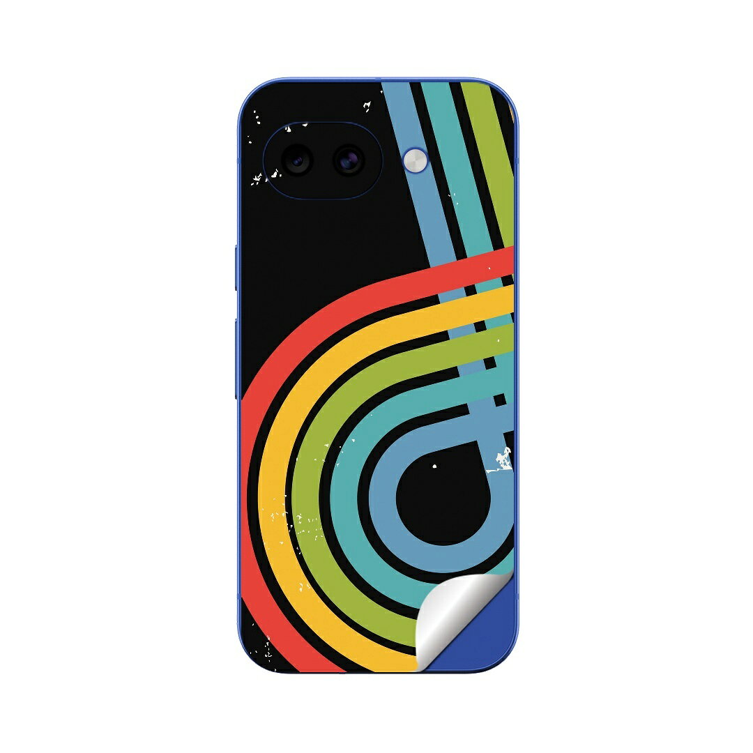 Google Pixel 10/10a/10 Pro/10 Pro XL/10 Pro Fold 対応 スキンシール きせかえ 背面 保護 カバー ステッカー スマホ おしゃれ 貼るだけ 同柄2枚入り igsticker 虹　カラフル　ビンテージ 002338
