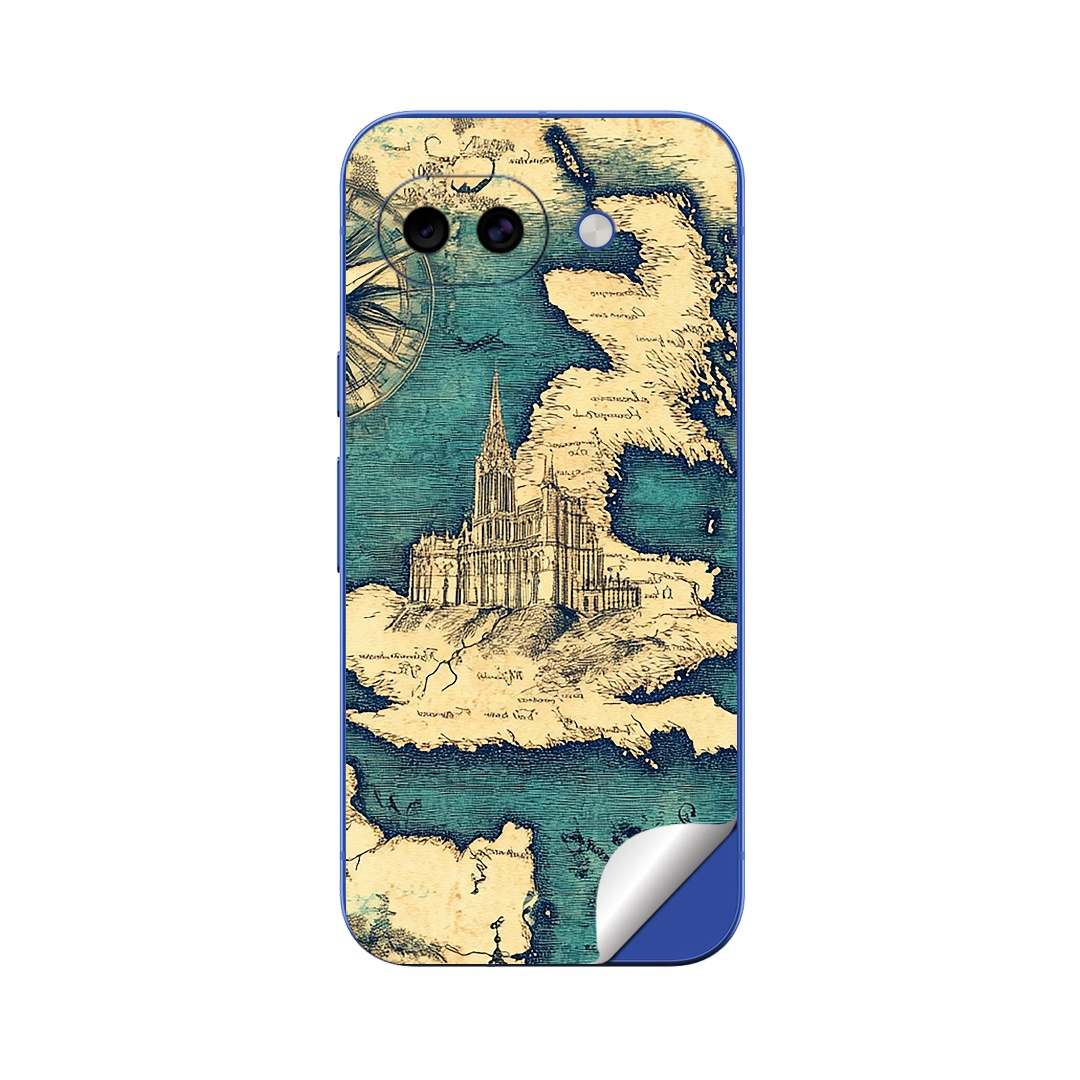 Google Pixel 10/10a/10 Pro/10 Pro XL/10 Pro Fold 対応 スキンシール きせかえ 背面 保護 カバー ステッカー スマホ おしゃれ 貼るだけ 同柄2枚入り igsticker 古地図 アイランド 037778