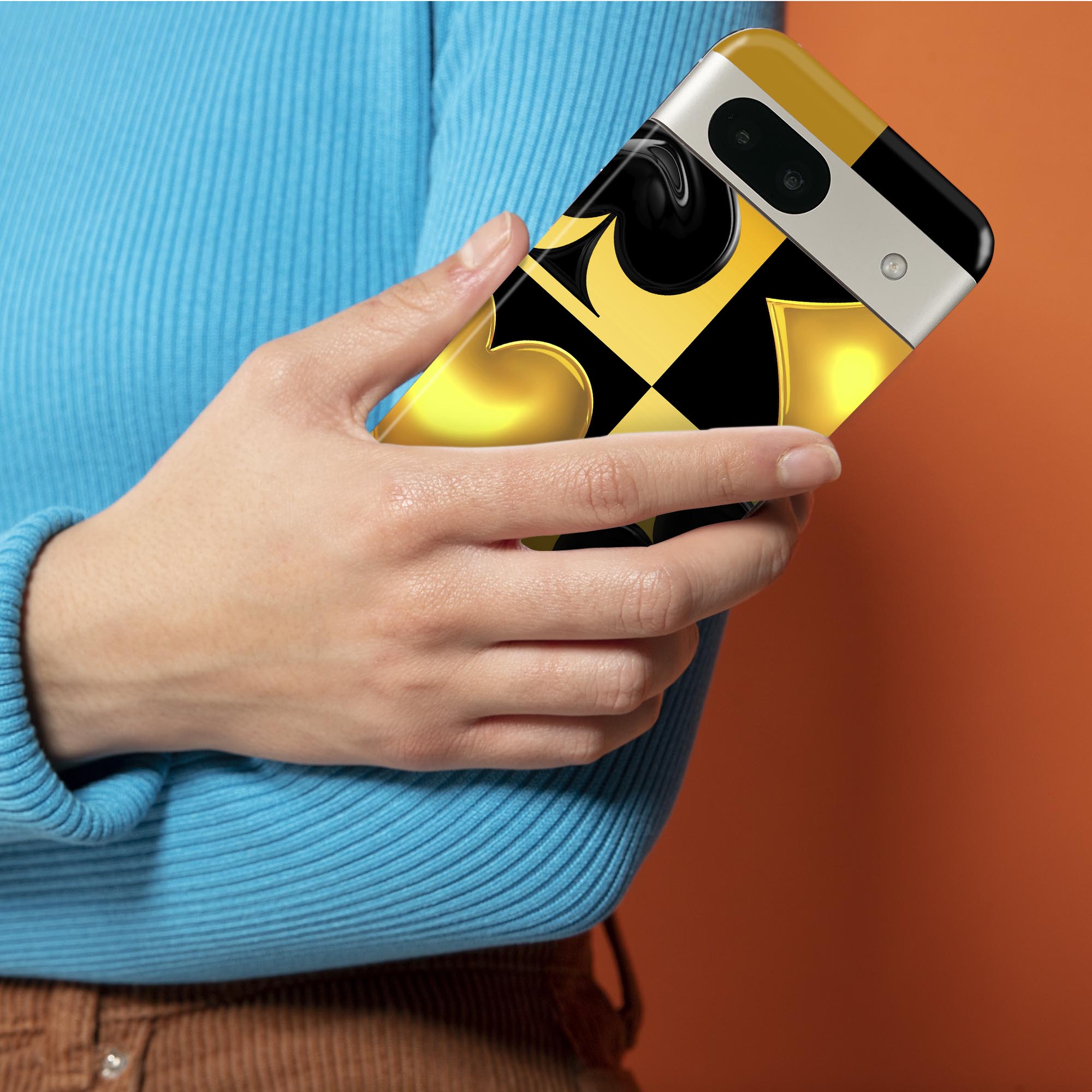 Pixel 8a 用 スキンシール pixel8a 全面スキンシール フル 背面 側面 ステッカー 保護シール 2枚入り トランプ　ゴールド　ブラック　001196 2