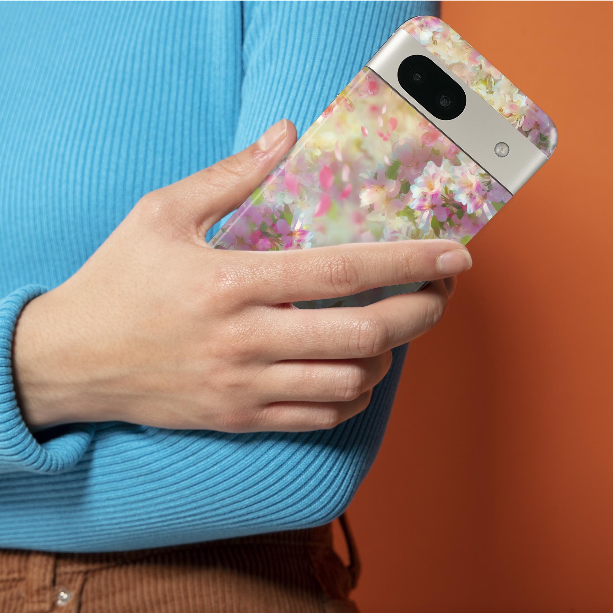 スマコレのPixel 8a 用 スキンシール pixel8a 全面スキンシール フル 背面 側面 ステッカー 保護シール 2枚入り 花　さくら　ピンク　012211｜アングル2