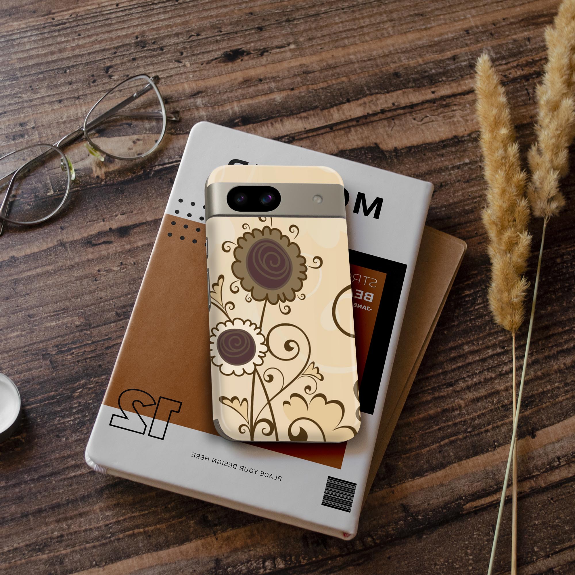 スマコレのPixel 8a 用 スキンシール pixel8a 全面スキンシール フル 背面 側面 ステッカー 保護シール 2枚入り 花　　レトロ　001884｜アングル3