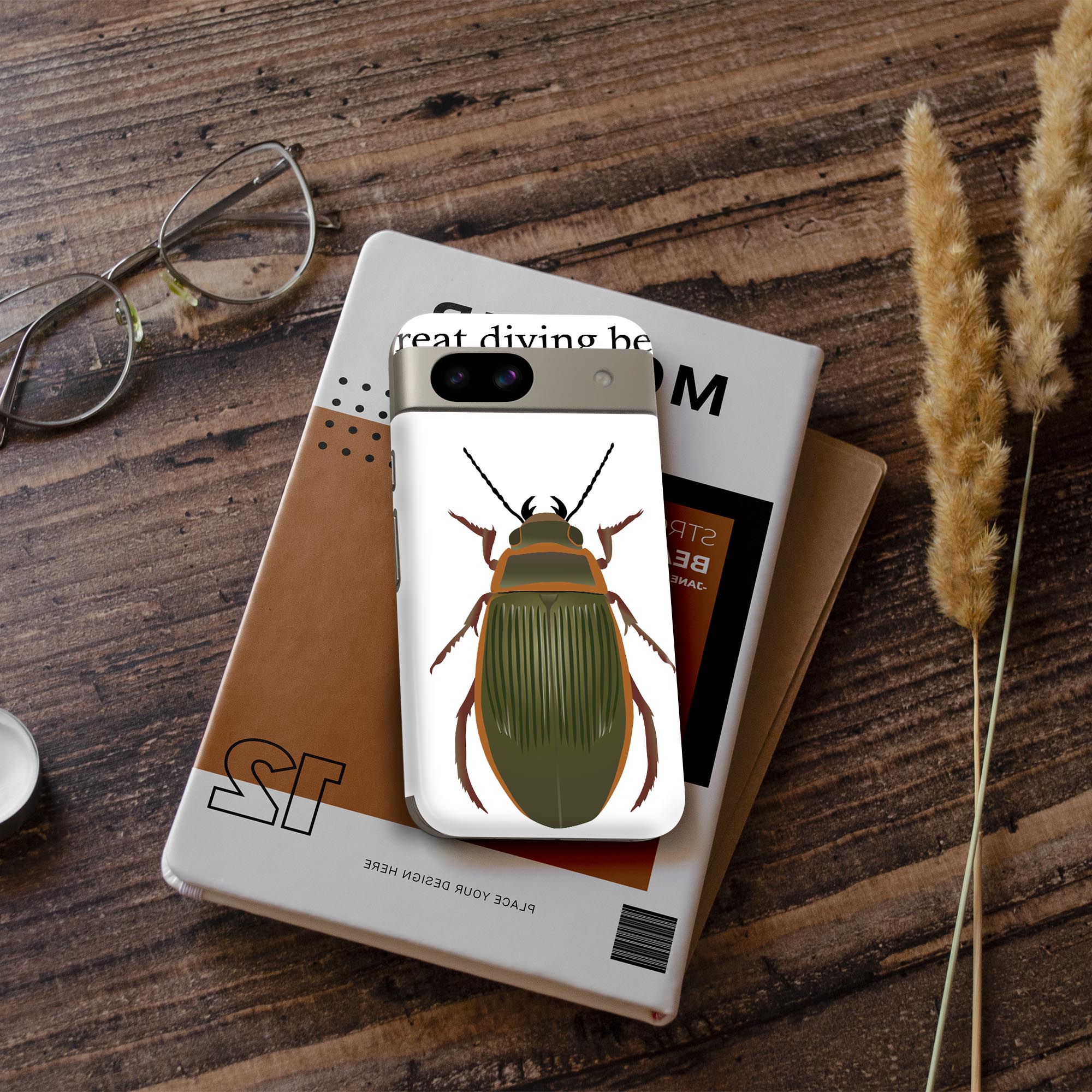 スマコレのPixel 8a 用 スキンシール pixel8a 全面スキンシール フル 背面 側面 ステッカー 保護シール 2枚入り 虫 great diving beetle エゾゲンゴロウ　020026｜アングル3