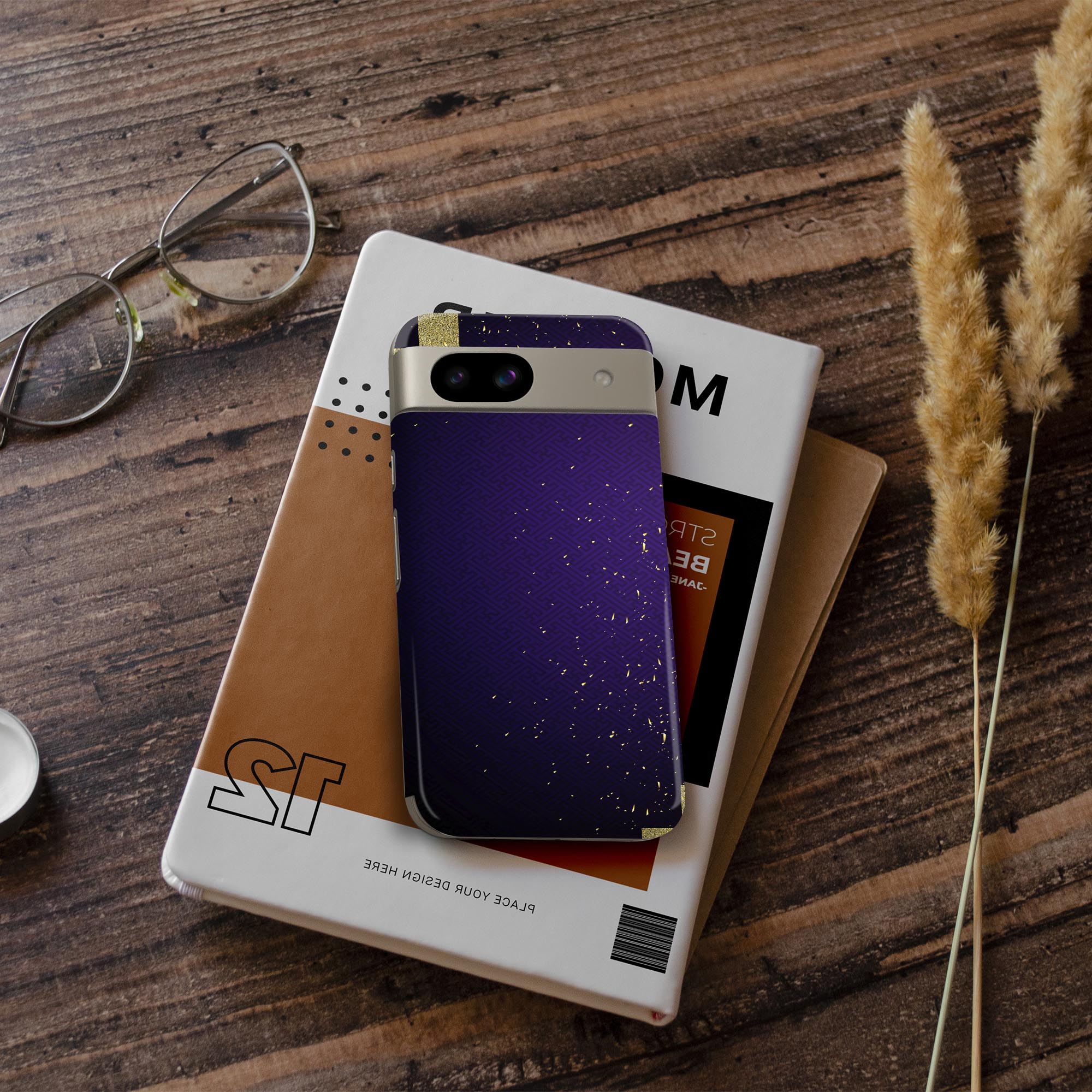 Pixel 8a 用 スキンシール pixel8a 全面スキンシール フル 背面 側面 ステッカー 保護シール 2枚入り ゴールド　紺　シンプル　004740 3