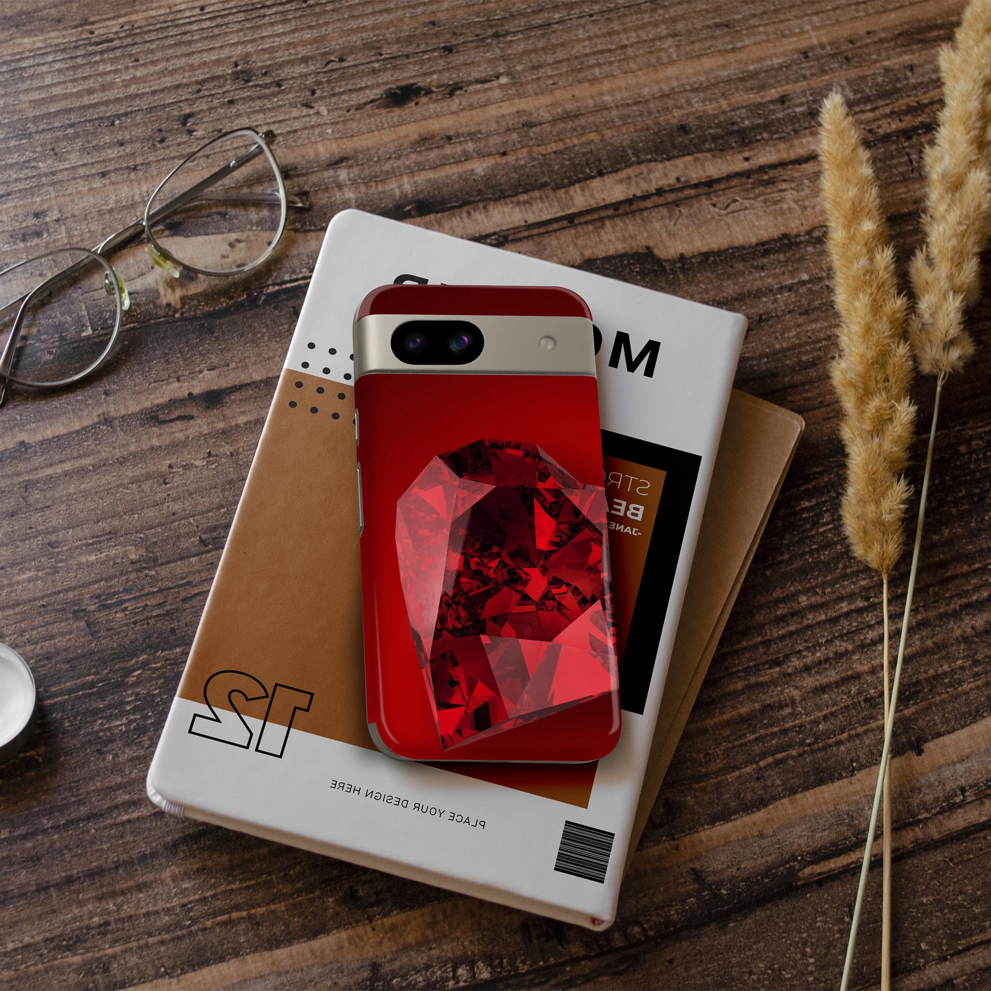 Pixel 8a 用 スキンシール pixel8a 全面スキンシール フル 背面 側面 ステッカー 保護シール 2枚入り ハート　宝石　赤　005258