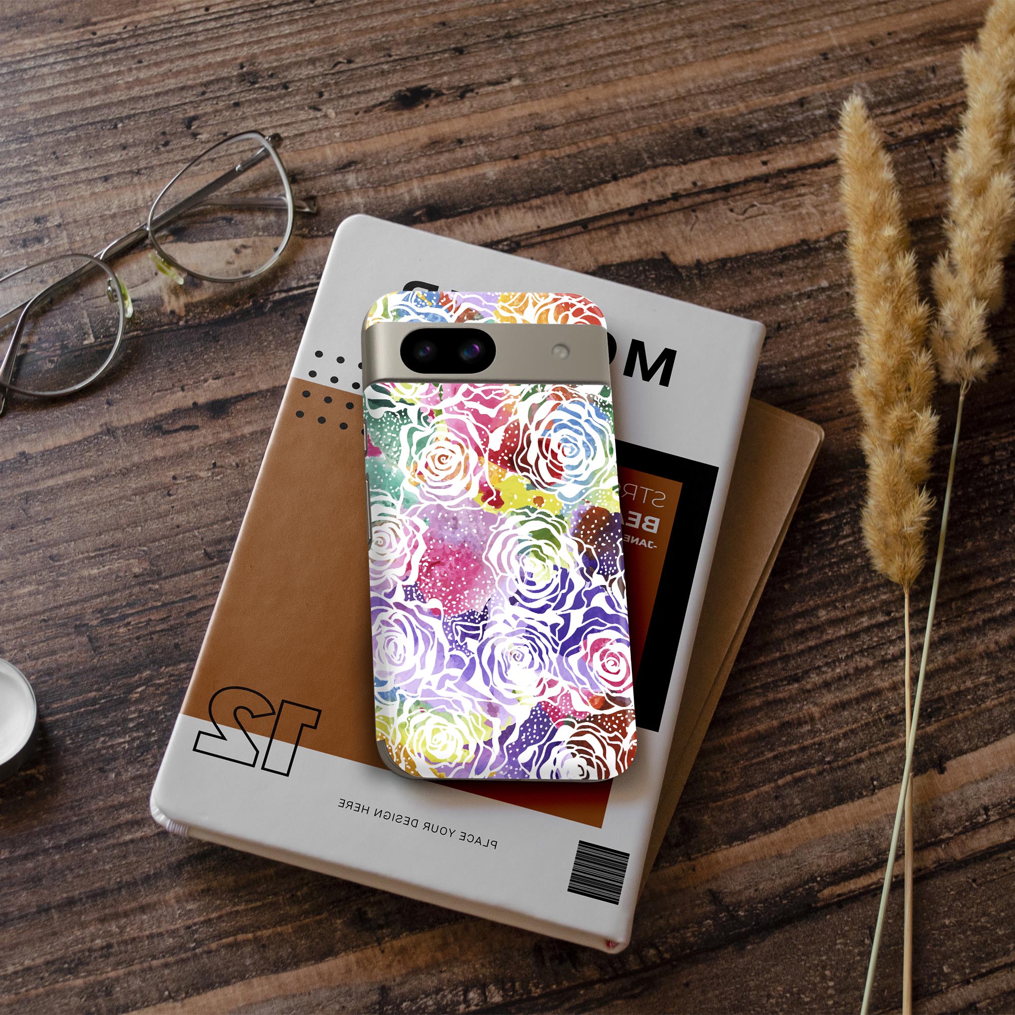 スマコレのPixel 8a 用 スキンシール pixel8a 全面スキンシール フル 背面 側面 ステッカー 保護シール 2枚入り 花　　カラフル　006486｜アングル3