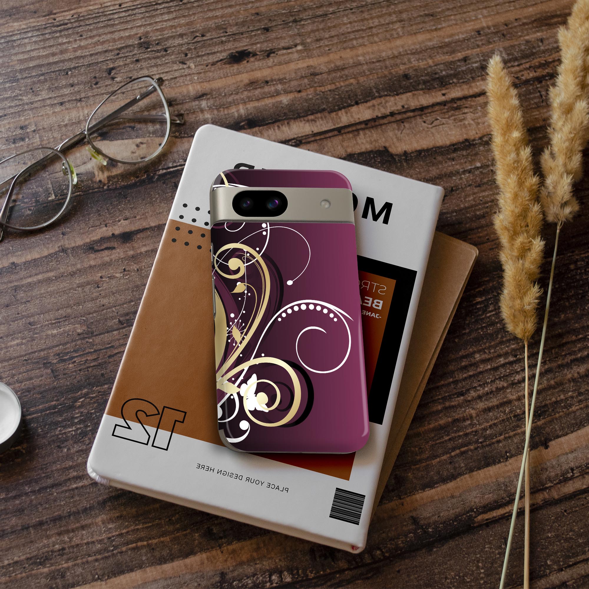 Pixel 8a 用 スキンシール pixel8a 全面スキンシール フル 背面 側面 ステッカー 保護シール 2枚入り 植物　ピンク　デザイン　007551