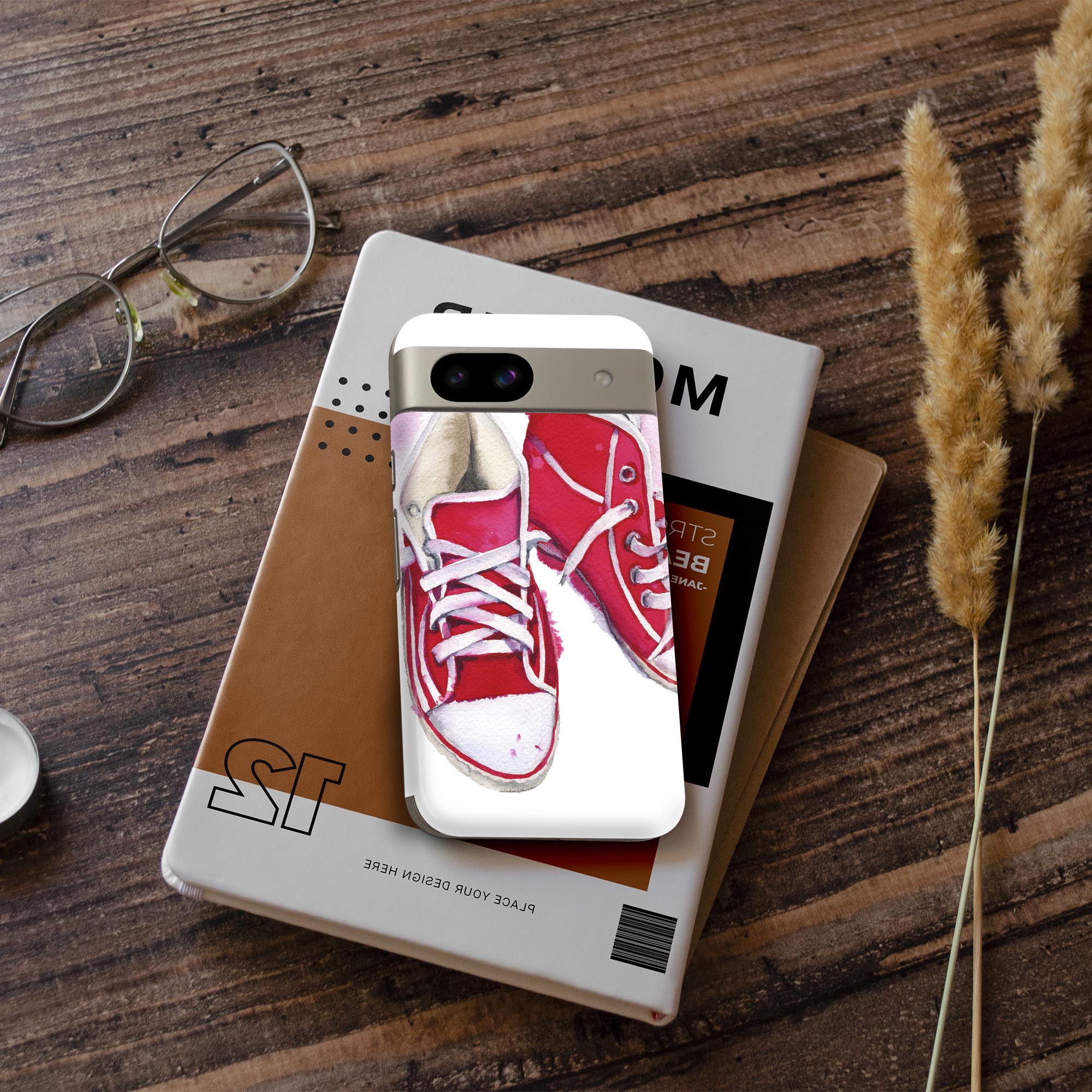 Pixel 8a 用 スキンシール pixel8a 全面スキンシール フル 背面 側面 ステッカー 保護シール 2枚入り 靴　スニーカー　赤　014765