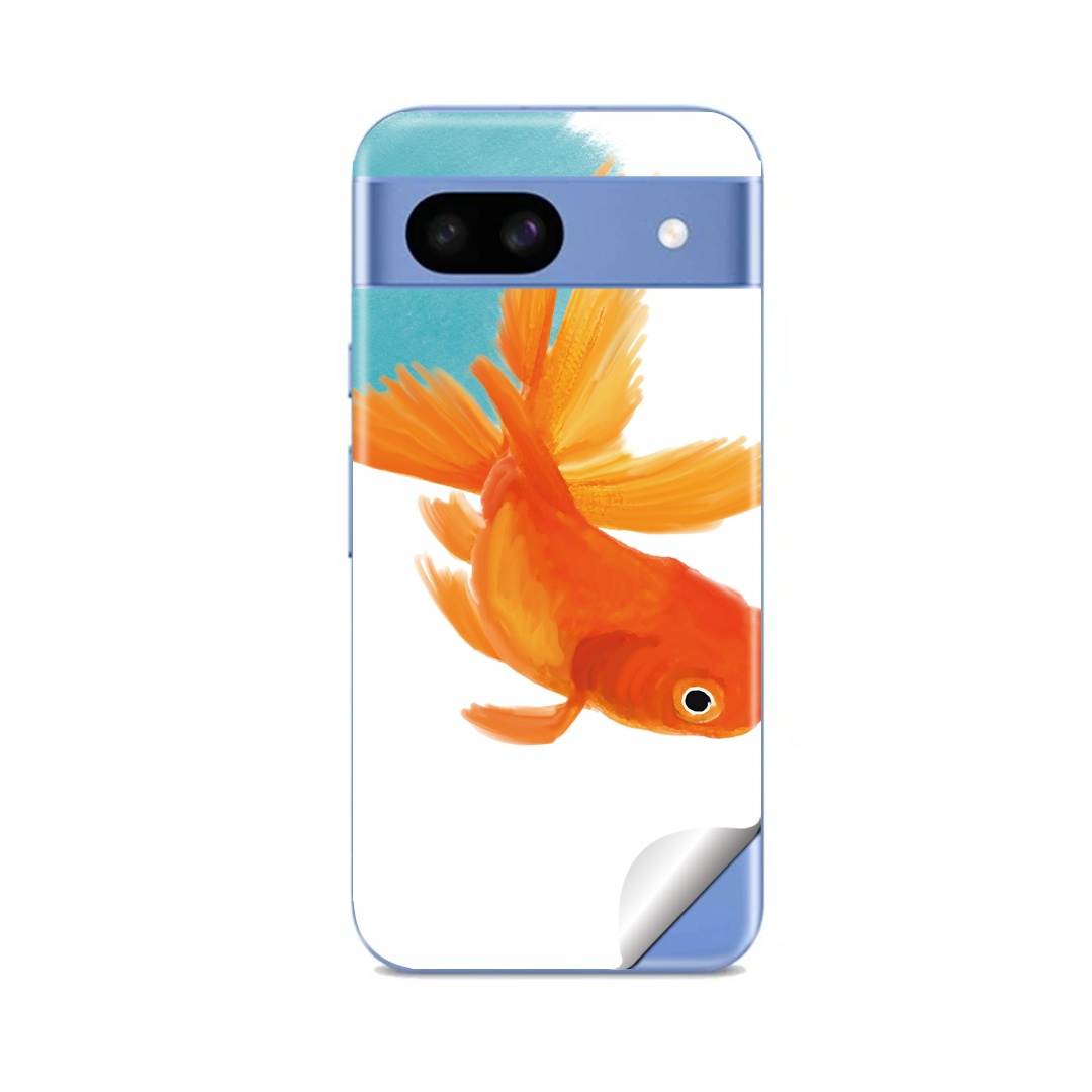 Google Pixel 8/8a/8 Pro 対応 スキンシール きせかえ 背面 保護 カバー ステッカー スマホ おしゃれ 貼るだけ 同柄2枚入り igsticker 金魚 Goldfish 魚 019752