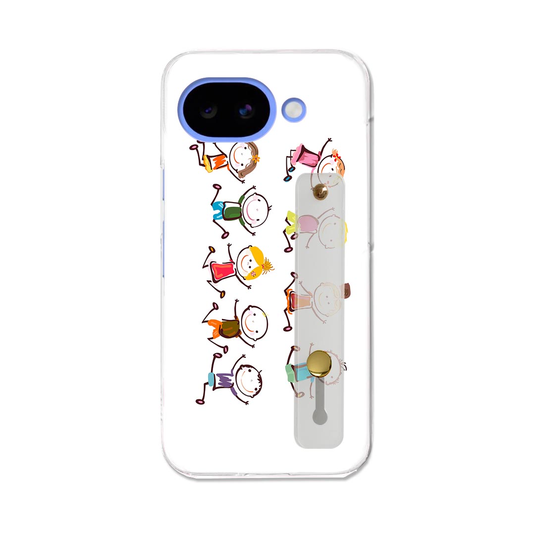 Rakuten - Pixel 10a 用 スマホカバー Google pixel10a ハードケース スマホ ベルト付 スマホバンド 落下防止 シリコン スタンド機能付 スリム 背面 片手持ち カバー 携帯リング フィンガーリング 角度調整 002608 イラスト　人物　カラフル