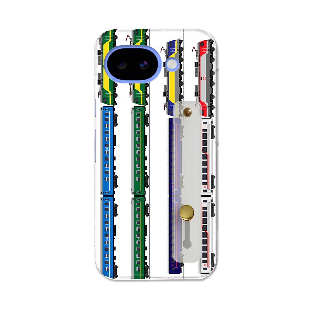 Pixel 10a 用 スマホカバー Google pixel10a ハードケース スマホ ベルト付 スマホバンド 落下防止 シリコン スタンド機能付 スリム 背面 片手持ち カバー 携帯リング フィンガーリング 角度調整 013213 乗り物　新幹線　電車
