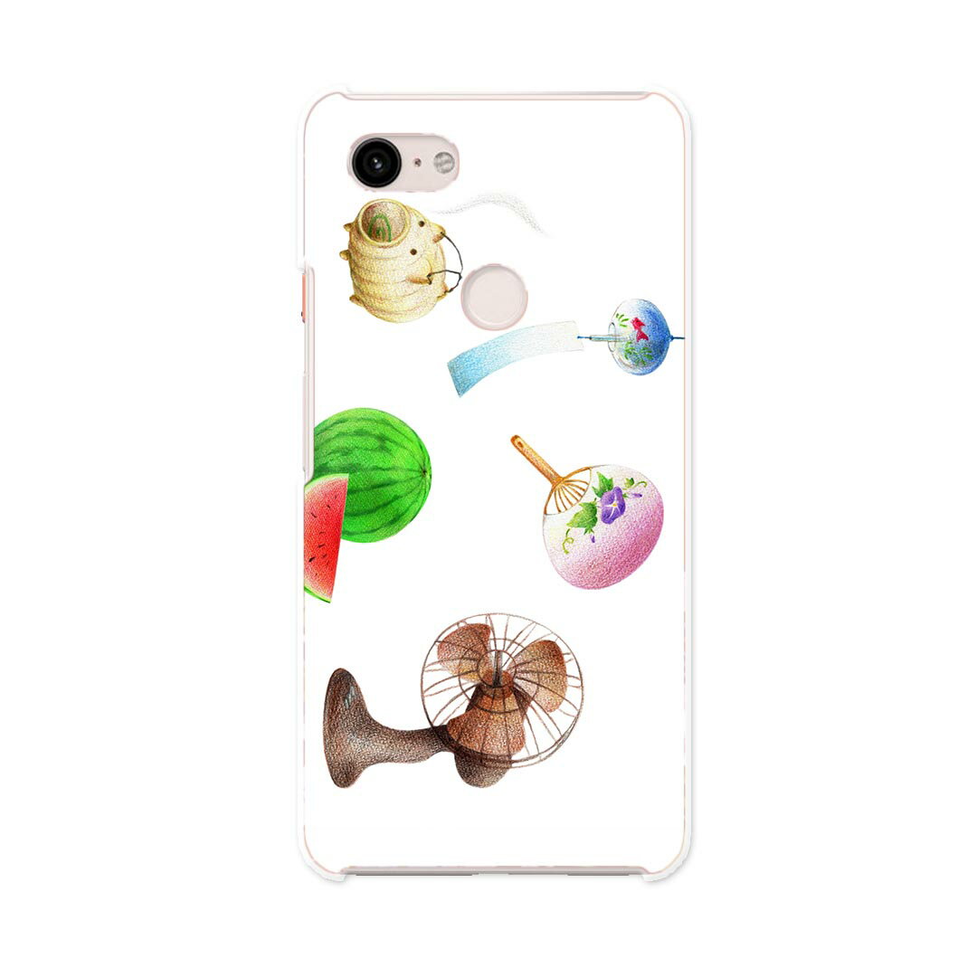 Pixel 3XL Google pixel3xl グーグル ピクセル3XL simfree SIMフリー スマホ カバー ケース スマホケース スマホカバー PC ハードケース 015546 夏　扇風機　スイカ　うちわ