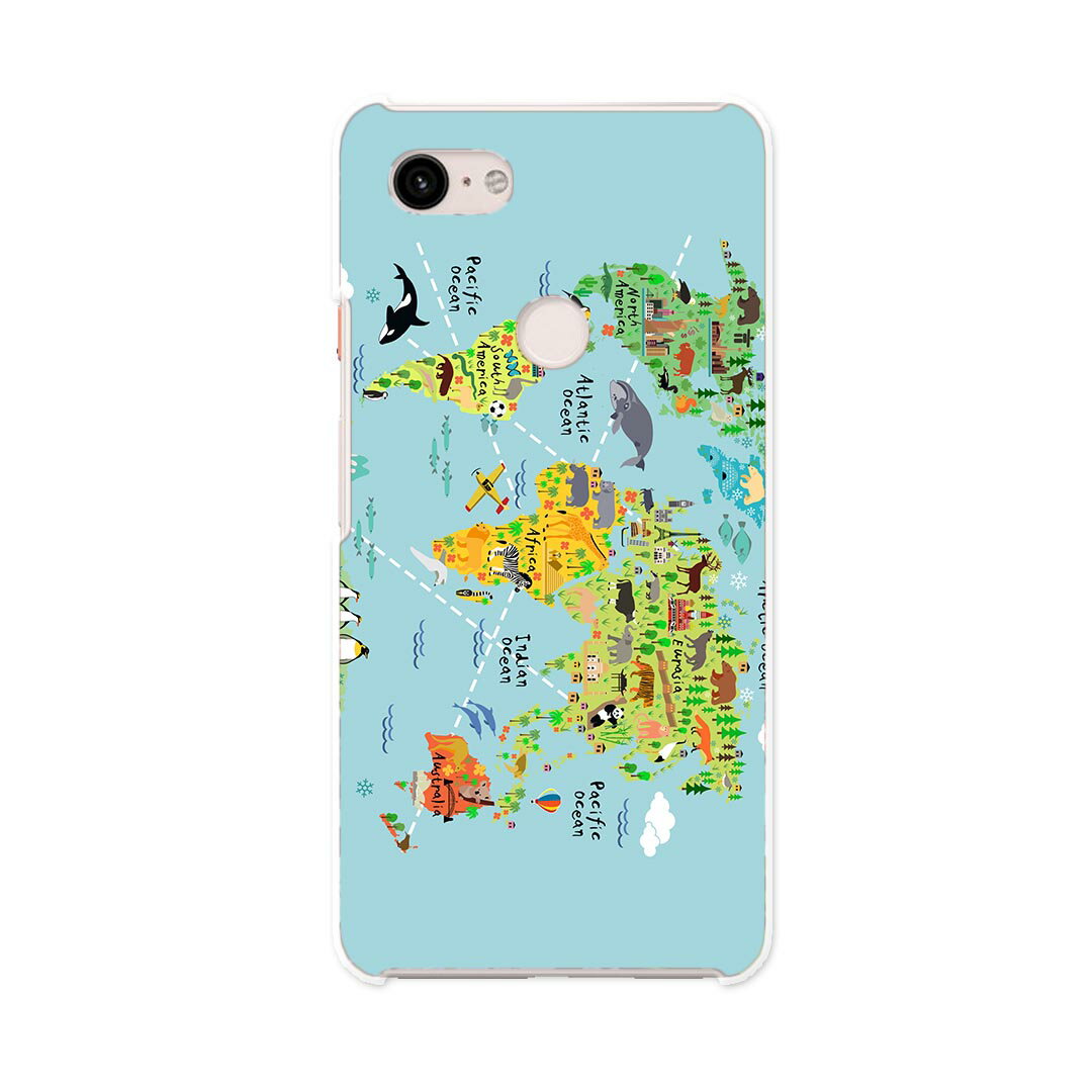Pixel 3XL Google pixel3xl グーグル ピクセル3XL simfree SIMフリー スマホ カバー ケース スマホケース スマホカバー PC ハードケース 015949 世界地図　wordmap